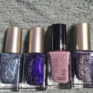 L'Oreal Nail Polish Set - Blue, Purple, Pink, and Black